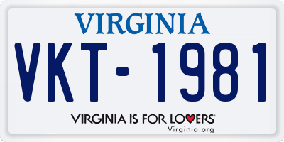 VA license plate VKT1981