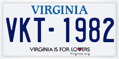 VA license plate VKT1982
