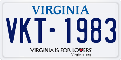 VA license plate VKT1983