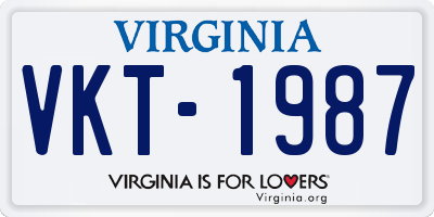 VA license plate VKT1987