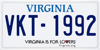VA license plate VKT1992