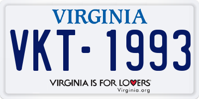 VA license plate VKT1993