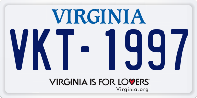 VA license plate VKT1997