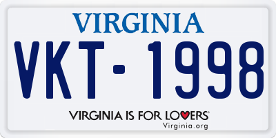 VA license plate VKT1998