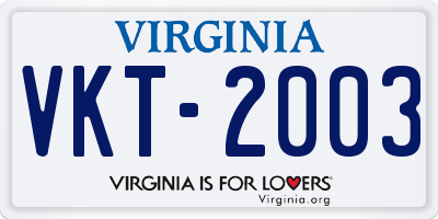 VA license plate VKT2003