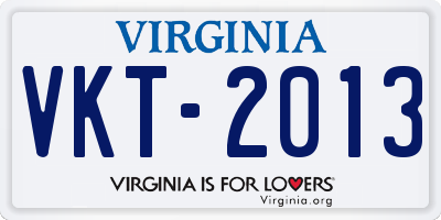 VA license plate VKT2013