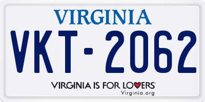 VA license plate VKT2062