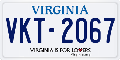 VA license plate VKT2067