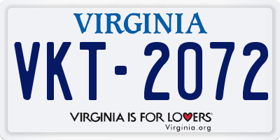 VA license plate VKT2072