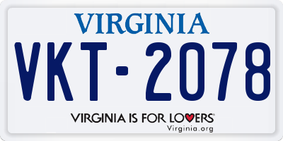VA license plate VKT2078