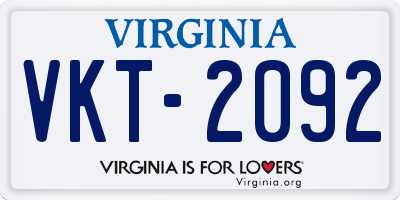 VA license plate VKT2092