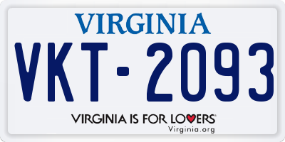 VA license plate VKT2093