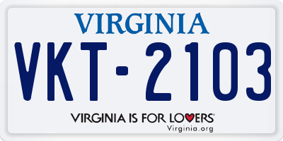 VA license plate VKT2103