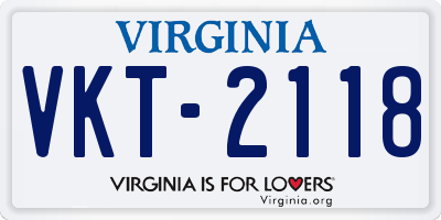 VA license plate VKT2118