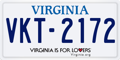 VA license plate VKT2172
