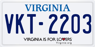 VA license plate VKT2203