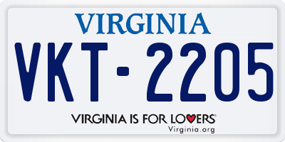 VA license plate VKT2205