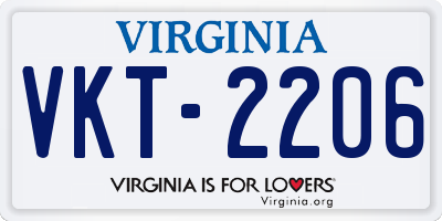 VA license plate VKT2206
