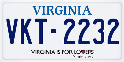 VA license plate VKT2232
