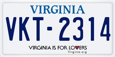 VA license plate VKT2314