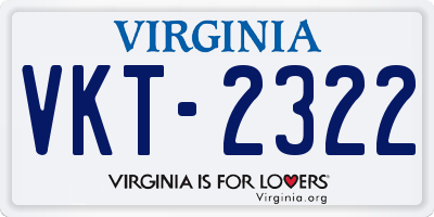 VA license plate VKT2322