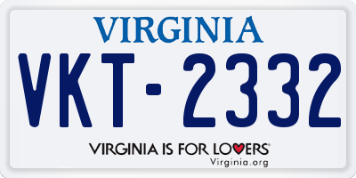 VA license plate VKT2332
