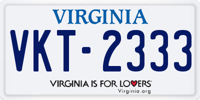 VA license plate VKT2333