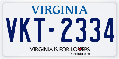 VA license plate VKT2334