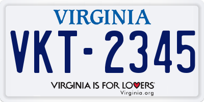 VA license plate VKT2345