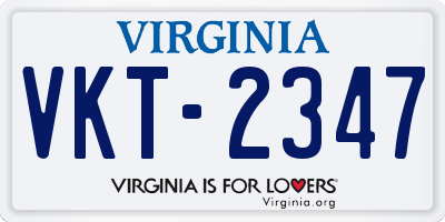 VA license plate VKT2347