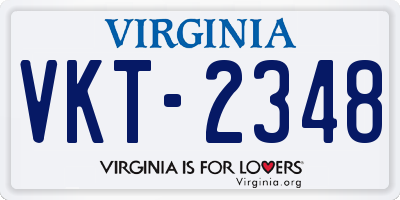 VA license plate VKT2348