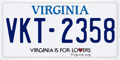 VA license plate VKT2358