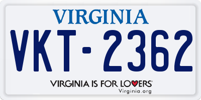 VA license plate VKT2362