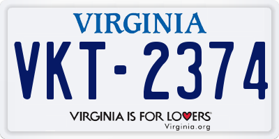 VA license plate VKT2374