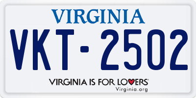 VA license plate VKT2502