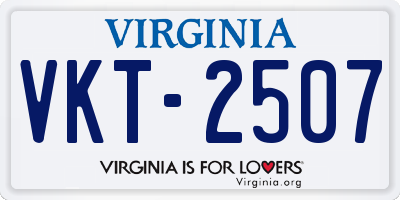 VA license plate VKT2507