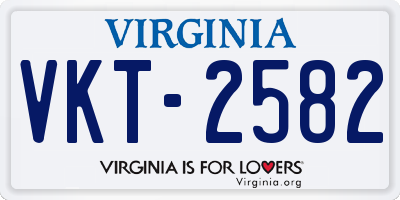 VA license plate VKT2582