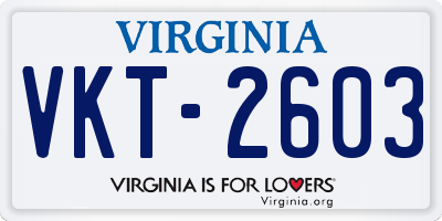 VA license plate VKT2603