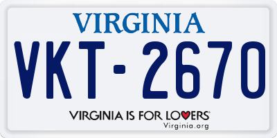VA license plate VKT2670