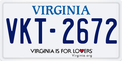 VA license plate VKT2672