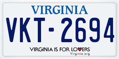 VA license plate VKT2694