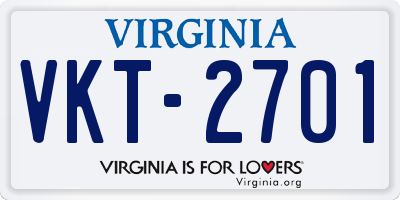 VA license plate VKT2701