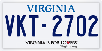 VA license plate VKT2702