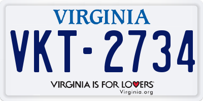 VA license plate VKT2734
