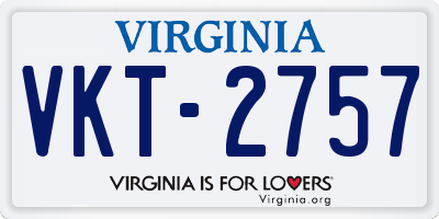 VA license plate VKT2757