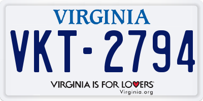 VA license plate VKT2794