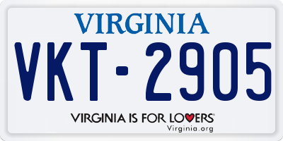 VA license plate VKT2905