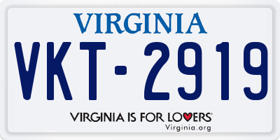 VA license plate VKT2919