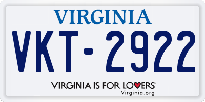 VA license plate VKT2922