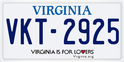 VA license plate VKT2925
